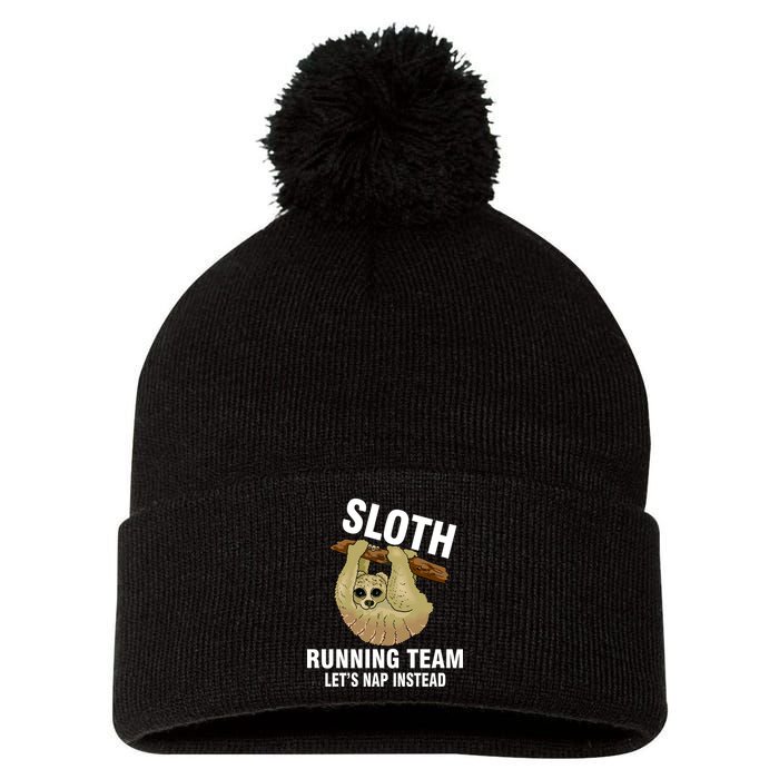 Sloth Running Team Let's Nap Instead Pom Pom 12in Knit Beanie