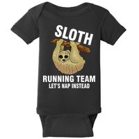 Sloth Running Team Let's Nap Instead Baby Bodysuit