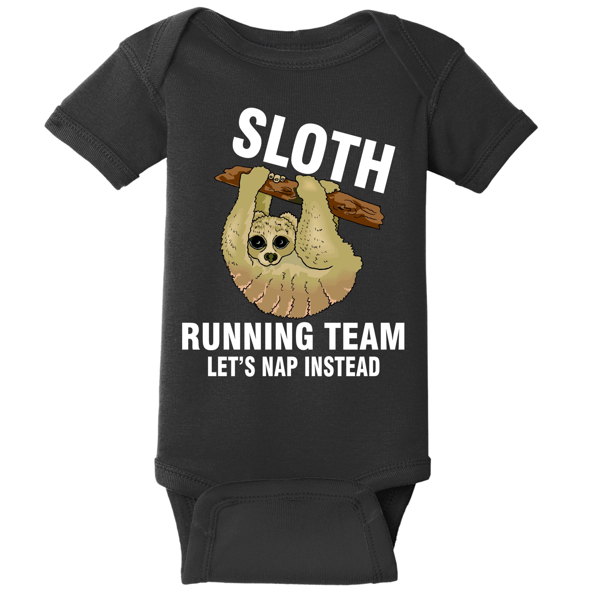 Sloth Running Team Let's Nap Instead Baby Bodysuit