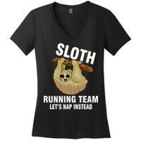 Sloth Running Team Let's Nap Instead Women's V-Neck T-Shirt