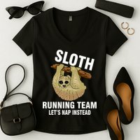 Sloth Running Team Let's Nap Instead Women's V-Neck T-Shirt