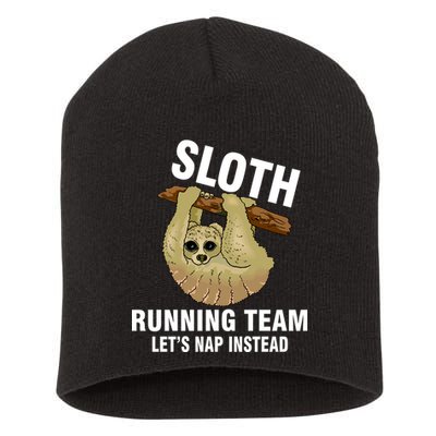 Sloth Running Team Let's Nap Instead Short Acrylic Beanie