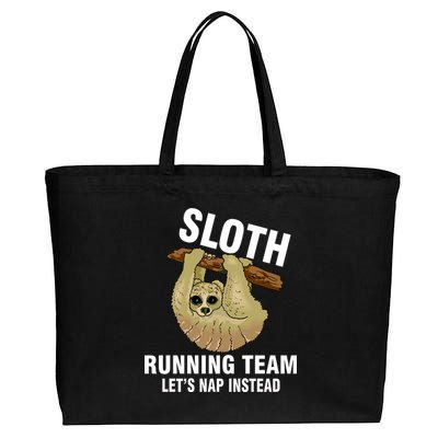 Sloth Running Team Let's Nap Instead Cotton Canvas Jumbo Tote