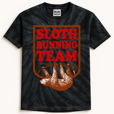 Sloth Running Team Vintage Kids Tie-Dye T-Shirt