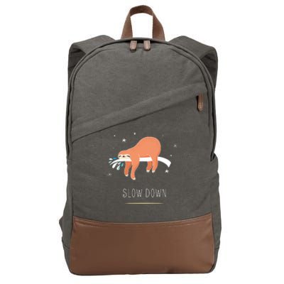 Sloth Slow Down Cotton Canvas Backpack