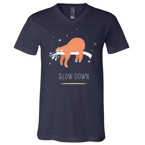 Sloth Slow Down V-Neck T-Shirt