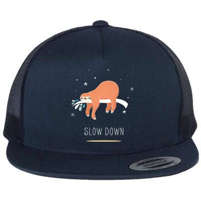 Sloth Slow Down Flat Bill Trucker Hat