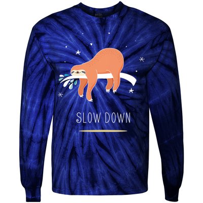Sloth Slow Down Tie-Dye Long Sleeve Shirt