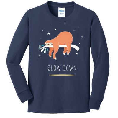 Sloth Slow Down Kids Long Sleeve Shirt