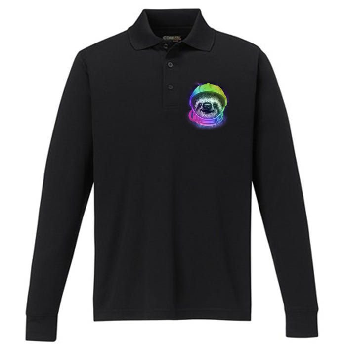 Sloth Spaceman Performance Long Sleeve Polo