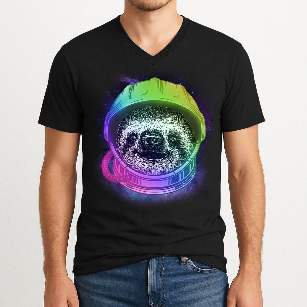 Sloth Spaceman V-Neck T-Shirt