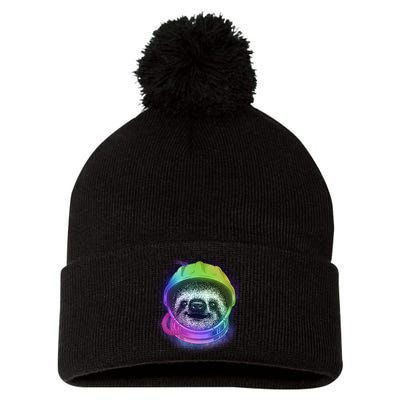 Sloth Spaceman Pom Pom 12in Knit Beanie