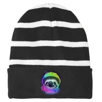 Sloth Spaceman Striped Beanie with Solid Band