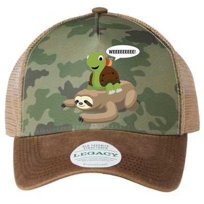 Sloth Turtle Snail Piggyback Legacy Tie Dye Trucker Hat