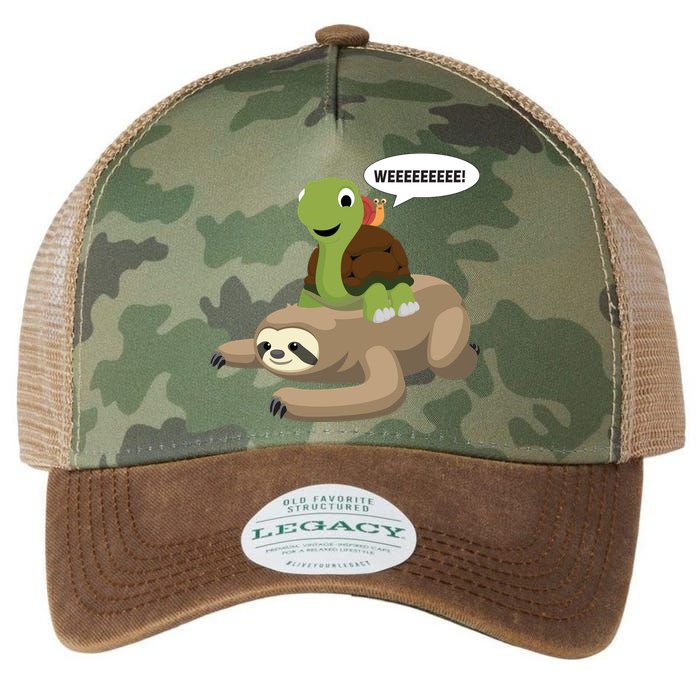 Sloth Turtle Snail Piggyback Legacy Tie Dye Trucker Hat