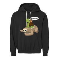 Sloth Turtle Snail Piggyback Garment-Dyed Fleece Hoodie