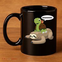 Sloth Turtle Snail Piggyback 11oz C Handle Ceramic Mug