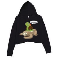 Sloth Turtle Snail Piggyback Crop Fleece Hoodie