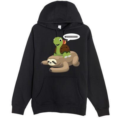 Sloth Turtle Snail Piggyback Premium Pullover Hoodie
