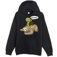 Sloth Turtle Snail Piggyback Premium Pullover Hoodie