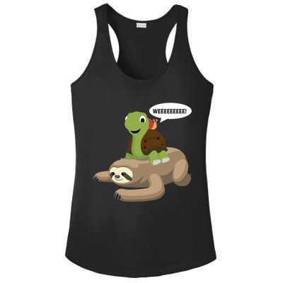 Sloth Turtle Snail Piggyback Ladies PosiCharge Competitor Racerback Tank