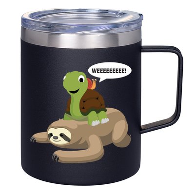 Sloth Turtle Snail Piggyback 12oz Stainless Steel Coffee Mug