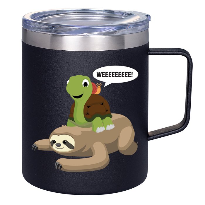 Sloth Turtle Snail Piggyback 12oz Stainless Steel Coffee Mug