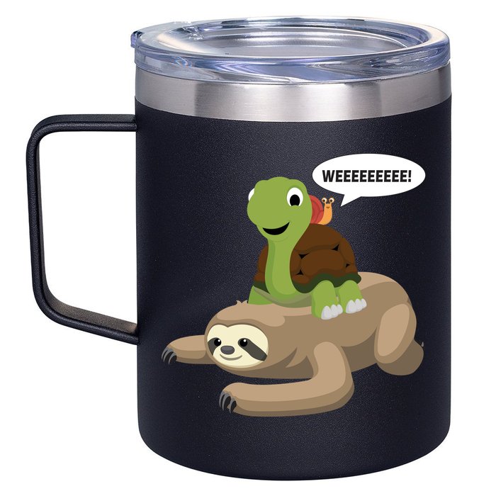 Sloth Turtle Snail Piggyback 12oz Stainless Steel Coffee Mug