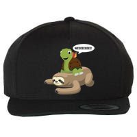 Sloth Turtle Snail Piggyback Wool Snapback Cap