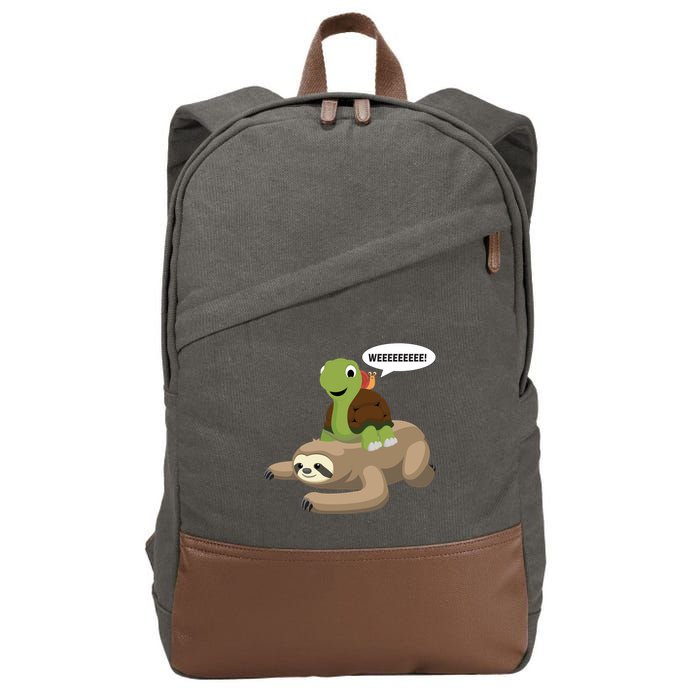 Sloth Turtle Snail Piggyback Cotton Canvas Backpack