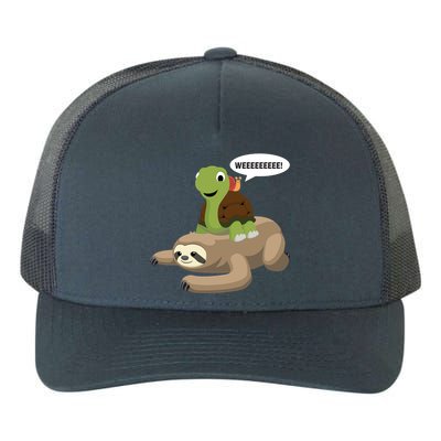 Sloth Turtle Snail Piggyback Yupoong Adult 5-Panel Trucker Hat