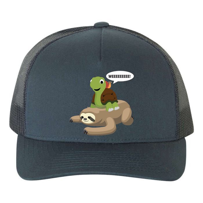 Sloth Turtle Snail Piggyback Yupoong Adult 5-Panel Trucker Hat