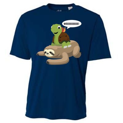 Sloth Turtle Snail Piggyback Cooling Performance Crew T-Shirt