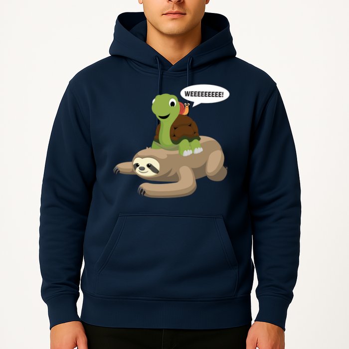 Sloth Turtle Snail Piggyback Hoodie