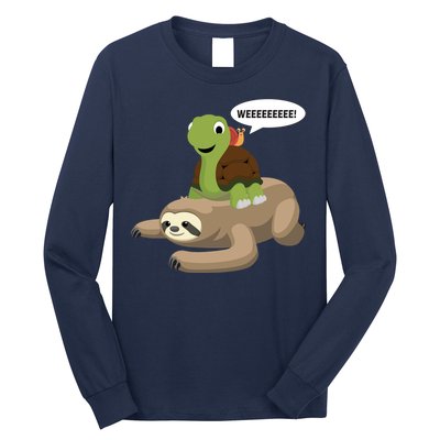 Sloth Turtle Snail Piggyback Long Sleeve Shirt