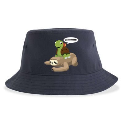 Sloth Turtle Snail Piggyback Sustainable Bucket Hat