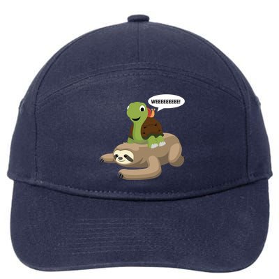 Sloth Turtle Snail Piggyback 7-Panel Snapback Hat
