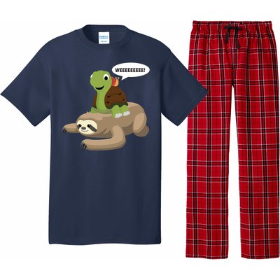 Sloth Turtle Snail Piggyback Pajama Set