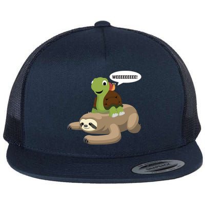 Sloth Turtle Snail Piggyback Flatbill Hat