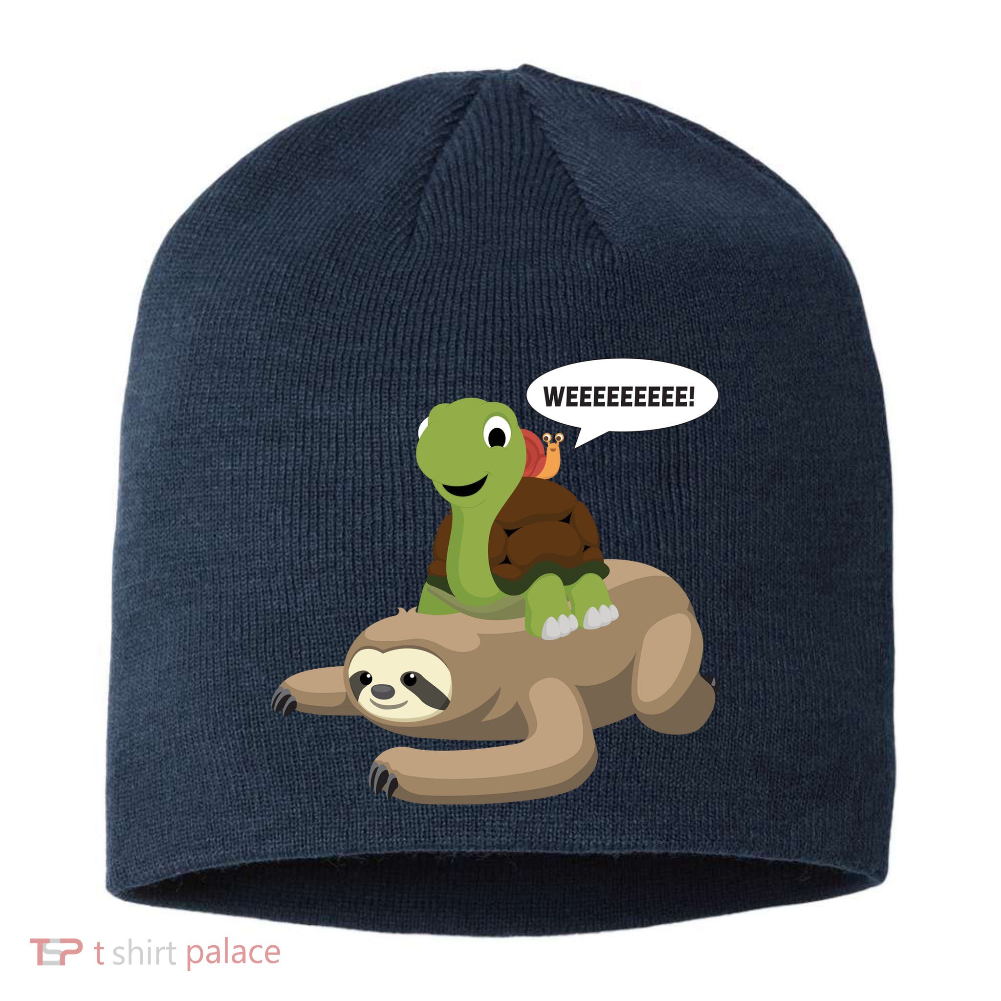 Sloth Turtle Snail Piggyback Sustainable Beanie