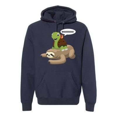 Sloth Turtle Snail Piggyback Premium Hoodie