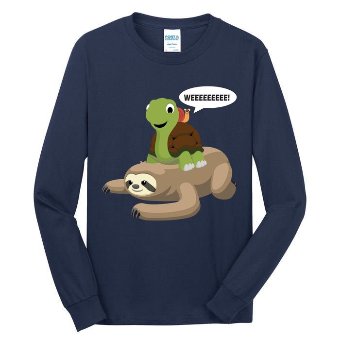 Sloth Turtle Snail Piggyback Tall Long Sleeve T-Shirt