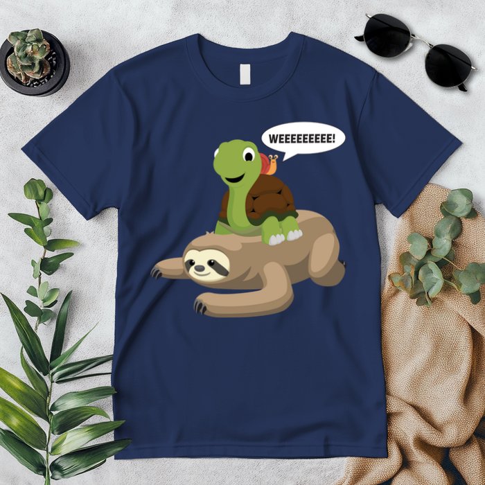 Sloth Turtle Snail Piggyback Premium T-Shirt
