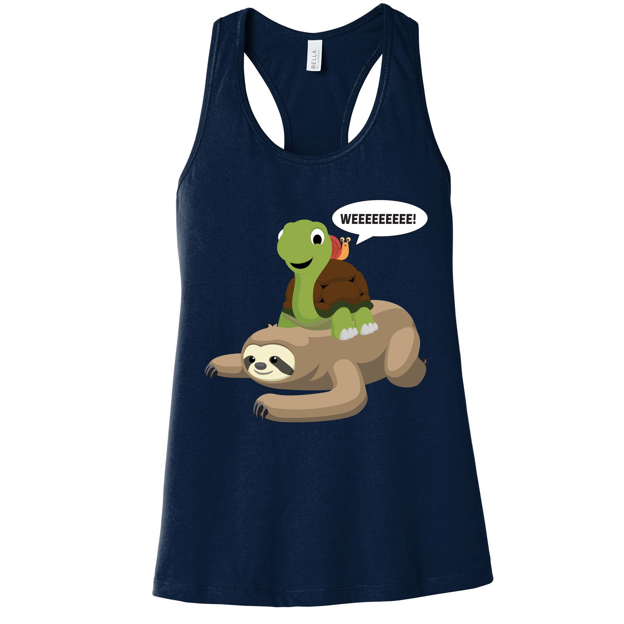 Sloth Turtle Snail Piggyback Womens Tank Top