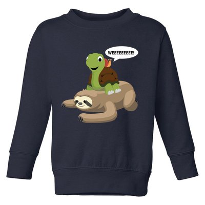 Sloth Turtle Snail Piggyback Toddler Sweatshirt