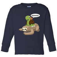 Sloth Turtle Snail Piggyback Toddler Long Sleeve Shirt