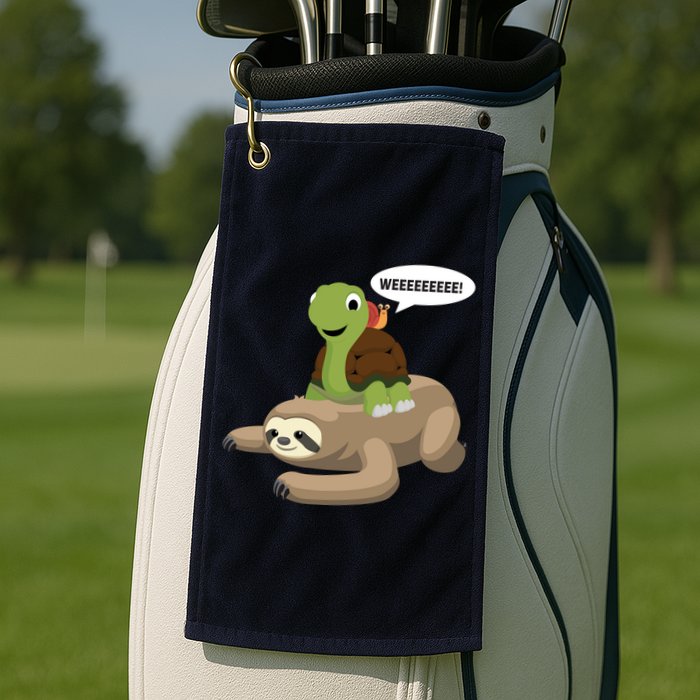 Sloth Turtle Snail Piggyback Golf Towel