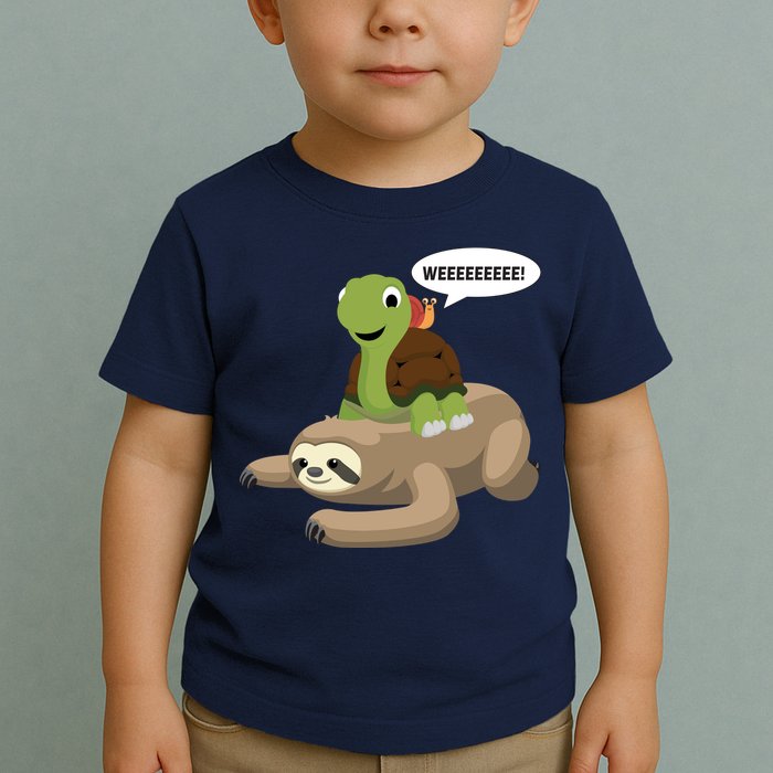 Sloth Turtle Snail Piggyback Toddler T-Shirt