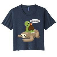 Sloth Turtle Snail Piggyback Crop Top