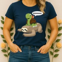 Sloth Turtle Snail Piggyback Womens T-Shirt